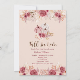 Convite Fall In Love Pink Boho Bridal Shower Invitation