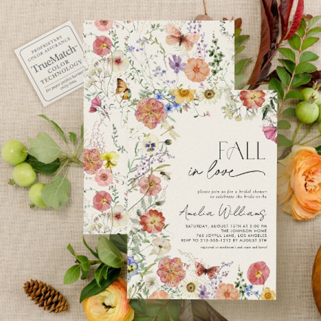 Convite Fall In Love Pressed Wildflower Bridal Shower (Criador carregado)