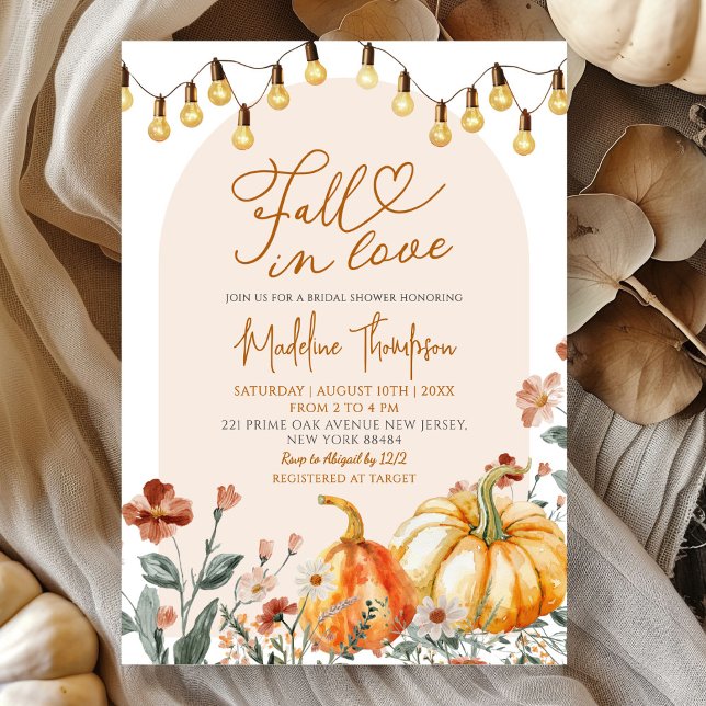 Convite Fall in Love Pumpkin Wildflower Bridal Shower (Criador carregado)