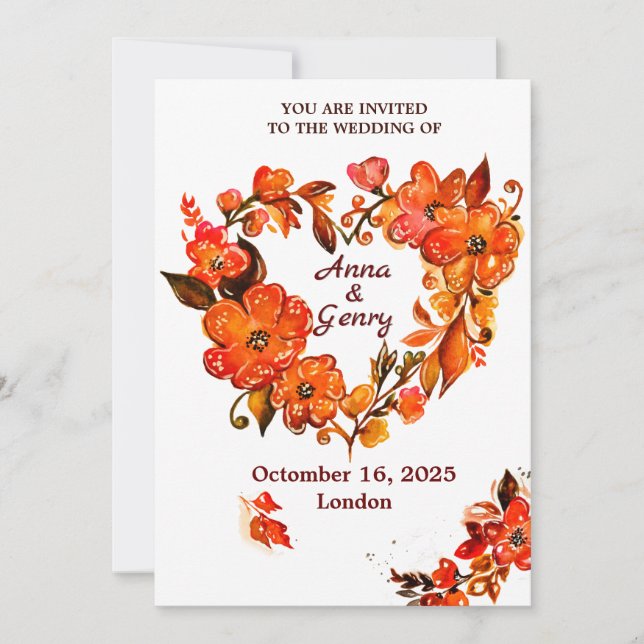 Convite Fall in Love Russe Autumn Floral (Frente)