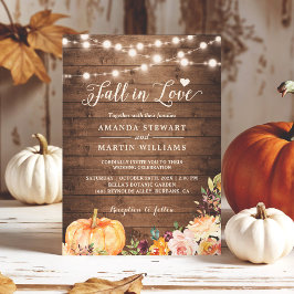 Convite Fall in Love Rustic Autumn Floral Pumpkin Casament