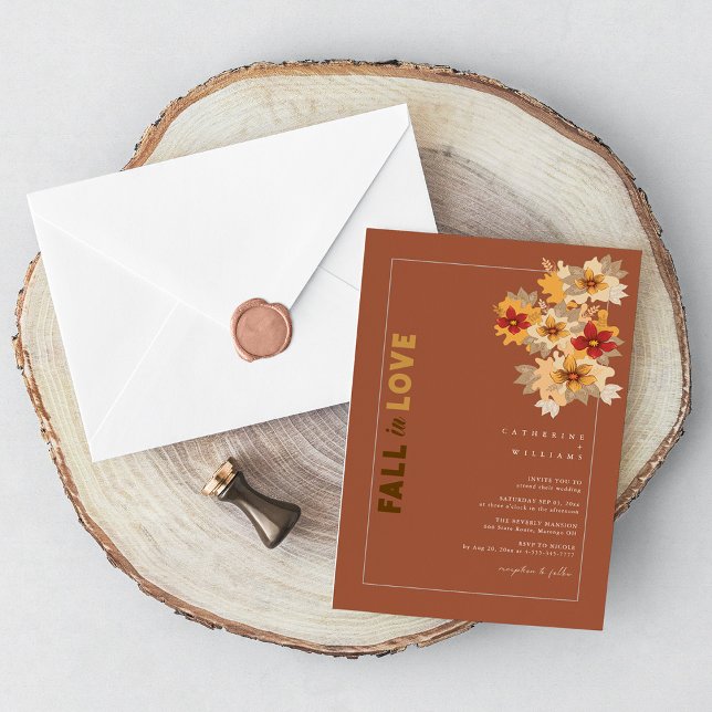Convite Fall in Love Rustic Autumn Floral Weding (Fall in Love Rustic Autumn Floral Wedding Invitation)