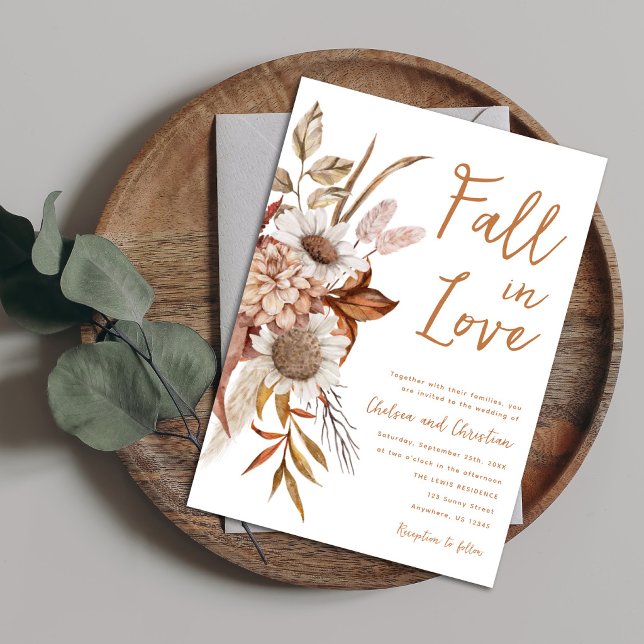Convite Fall In Love Rustic Autumn Wedding Invitation (Criador carregado)
