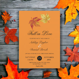 Convite Fall in Love Rustic Burnt Orange Autumn Casamento