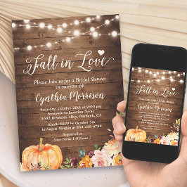 Convite Fall in Love Rustic Pumpkin Floral