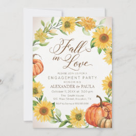 Convite Fall in Love Sunflowers & Pumpkins fall engagement