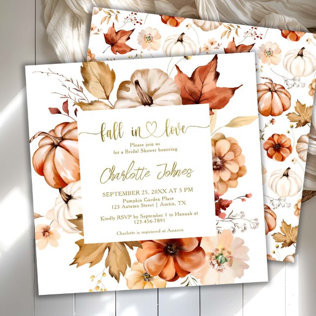 Convite Fall In Love  Terracotta Gold Floral Bridal Shower (Criador carregado)