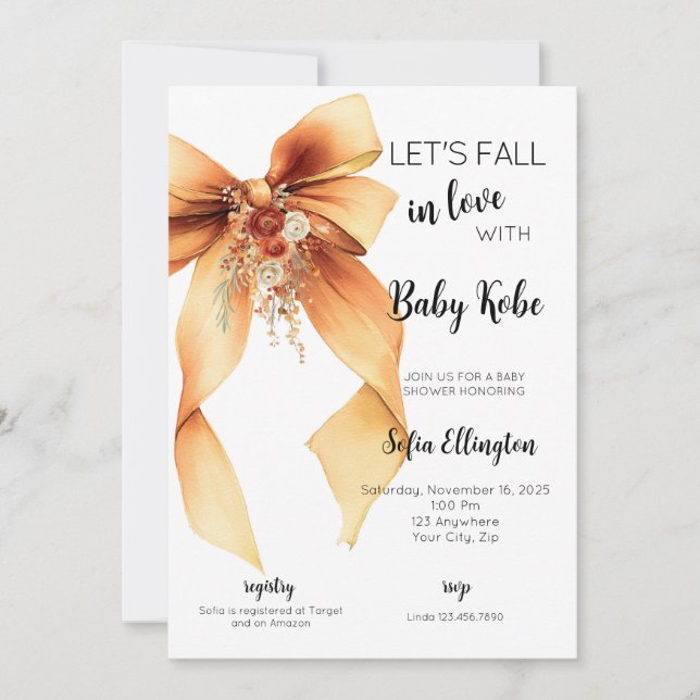 Convite Fall in Love with Baby Shower Invitation (Frente)