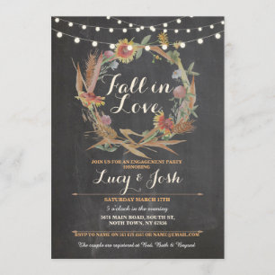 Convite Fall in Love Wreath Fall Noivado Floral Convide