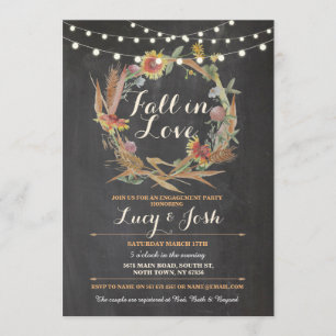 Convite Fall in Love Wreath Fall Noivado Floral Convide