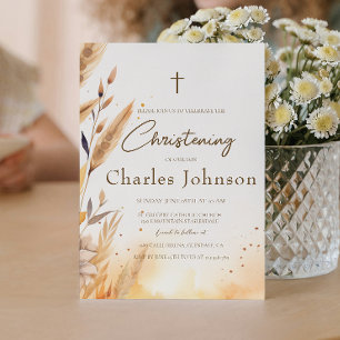 Convite Fall Leaves e Pampas Boy Christening
