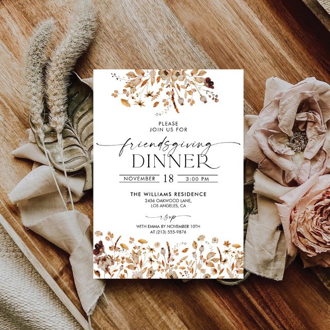 Convite Fall Leaves Thanksgiving Dinner Invitation (Criador carregado)