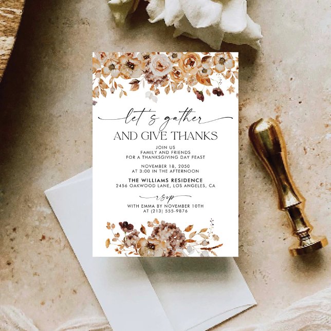 Convite Fall Leaves Thanksgiving Dinner Invitation (Criador carregado)