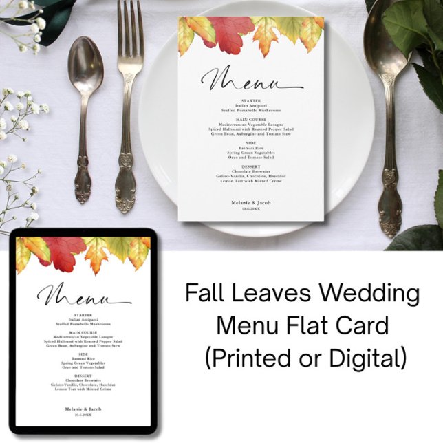 Convite Fall Leaves Wedding Menu (Criador carregado)