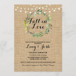 Convite Fall Love Burlap Noivado Floral Invite