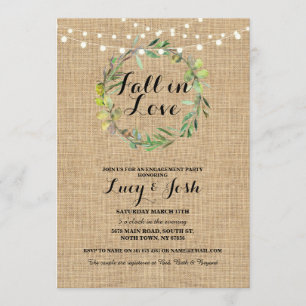 Convite Fall Love Burlap Noivado Floral Invite
