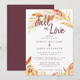 Convite Fall Love Foliage Autumn Burgundy Casamento