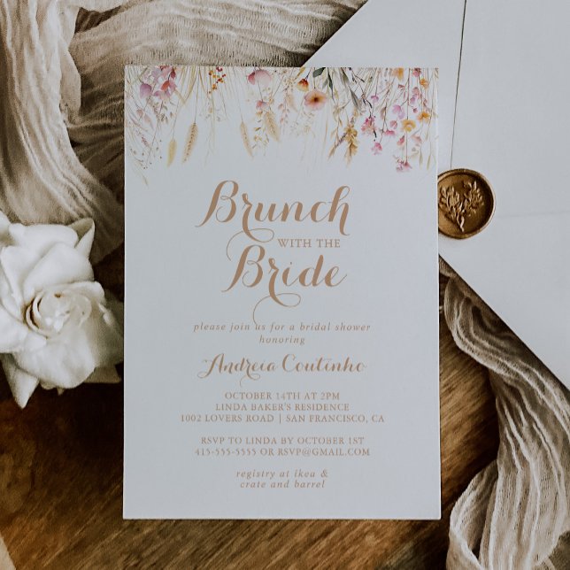 Convite Fall Meadow Floral Brunch com o Chá Bride (Criador carregado)