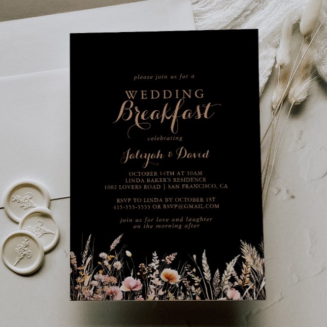 Convite Fall Meadow Wild Floral Wedding Breakfast (Criador carregado)