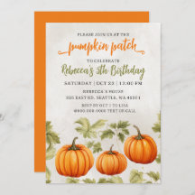 Fall Orange Pumpkin Patch Birthday