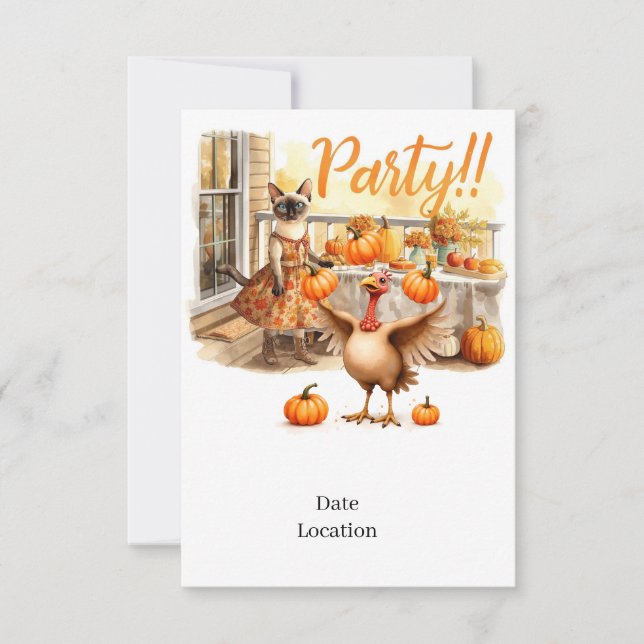 Convite Fall Party Invitation Card – Cozy Autumn Gathering (Frente)