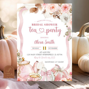 Convite Fall Pumpkin Boho Coquette Bridal Tea Party
