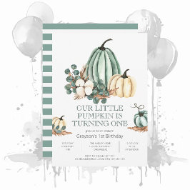Convite Fall Pumpkin Farmhouse primeiro aniversario Party