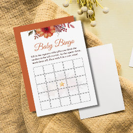 Convite Fall Pumpkin Floral Chá de fraldas Baby Bingo Game