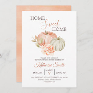 Convite Fall Pumpkin Rustic Floral Housearming Party