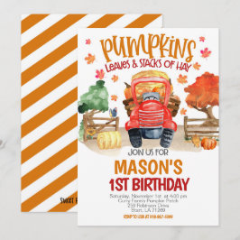 Convite Fall Pumpkin Trator Birthday