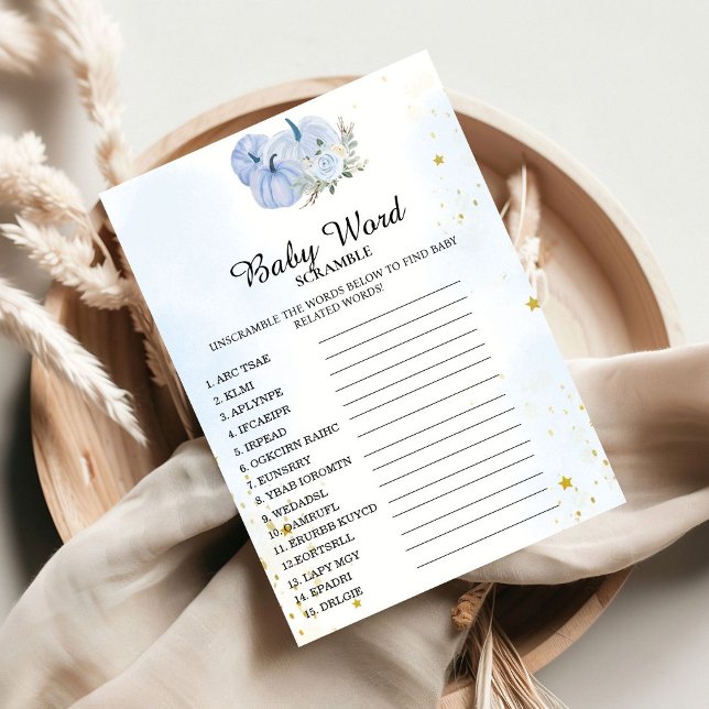 Convite Fall Pumpkin Word Scramble Chá de fraldas Game Car (Criador carregado)