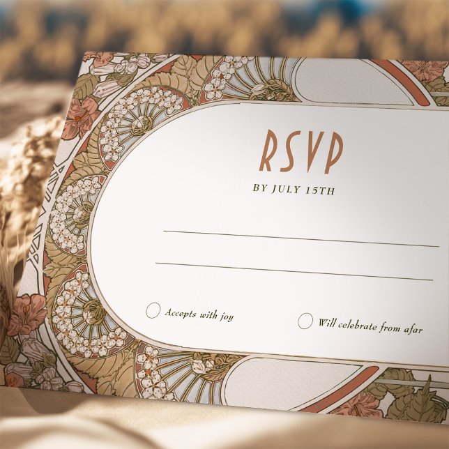 Convite Fall RSVP Inserir Vintage Art Nouveau Casamento (Criador carregado)