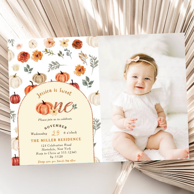 Convite Fall Rustic Sweet One BIrthay Party Photo (Criador carregado)