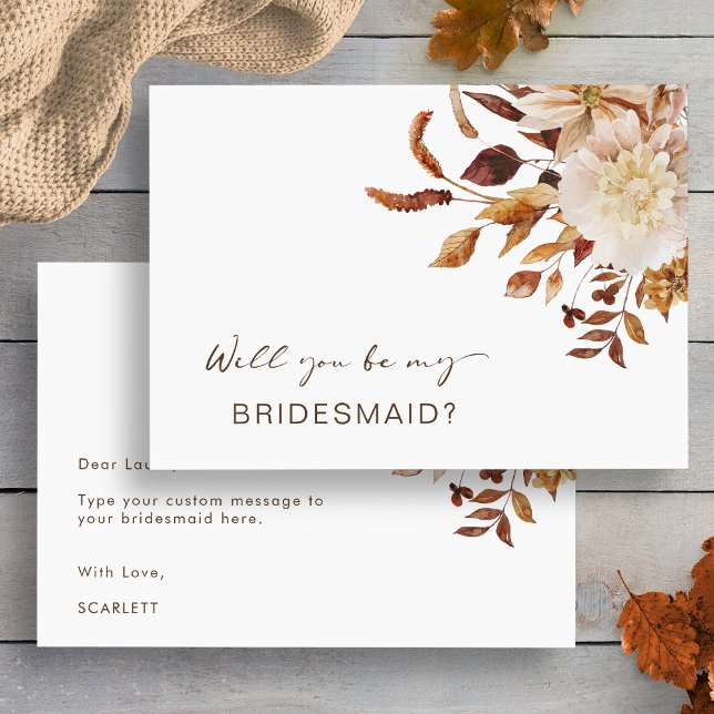 Convite Fall Será Que Você Será Minha Proposta De Bridesma (Fall Terracotta Floral Will You Be My Bridesmaid Proposal Card by Painted Paperie
)