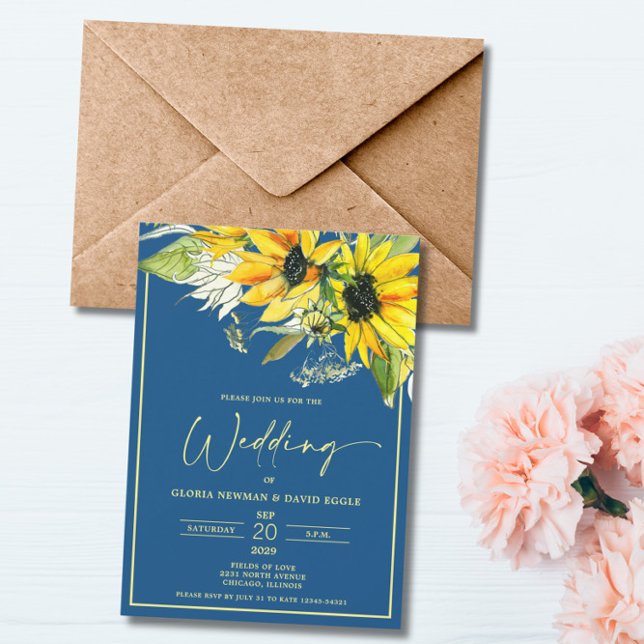 Convite Fall Sunflower Wedding Invitation (Criador carregado)