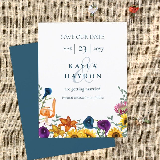 Convite Fall Sunflowers Orange Tiger Lily Navy Calla Lily (fall sunflowers and plum purple calla lily wedding invitation suite)