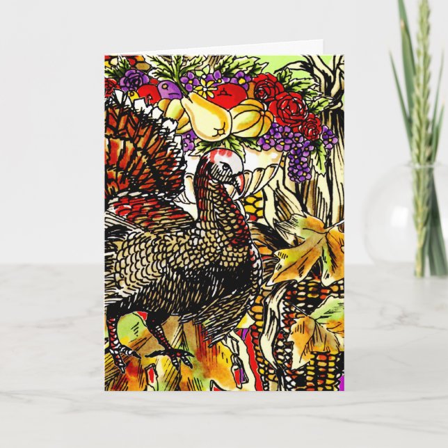 Convite Fall Thanksgiving Autumn Festive Gift Turkey (Frente)