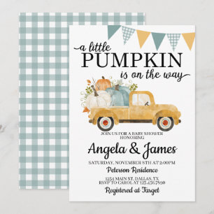 Convite Fall Truck Chá de fraldas Invitation Pumpkin Patc