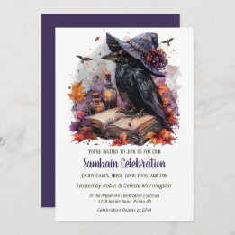 Convite Fall Witch Raven Samhain Spooky Halloween Party