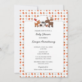 Convite Fall Woodland Animal Chá de fraldas Inves