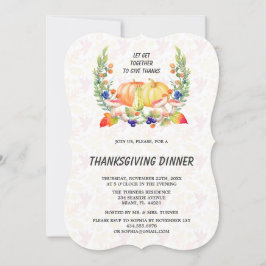 Convite Fall Wreath Pumpkins Janto de Ação de Graças
