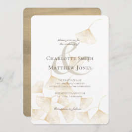 Convite Falling Dourado Ginkgo Deixa Casamento Elegante