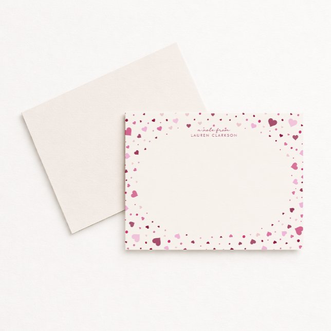 Convite Falling Hearts Stationery Note Card (Criador carregado)