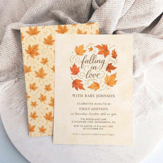 Convite Falling In Love Fall Leaves Baby Shower Invitation (Criador carregado)