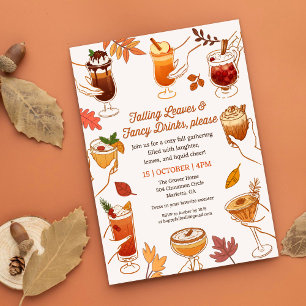 Convite Falling Leaves & Fancy Drinks Por favor, coquetel