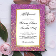 Falso Glitter Roxo Folha de Ouro Casamento Islâmic