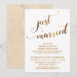 Convite Falso Ouro sobre Branco Evento Pós-Casamento Recém