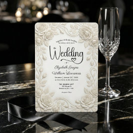 Convite Falso Relevo 3D Rosa em Creme com Relevo em Baixo