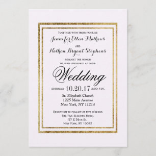 Convite Falso simples elegante esboço Dourado e branco