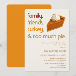 Convite Família, Amigos, Peru, Torta de Ação de Graças Mod